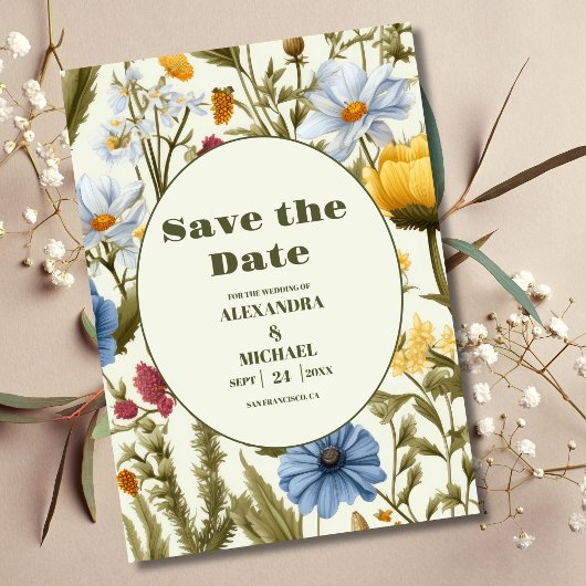 Whimsical Wildflower Meadow Bruiloft Save The Date