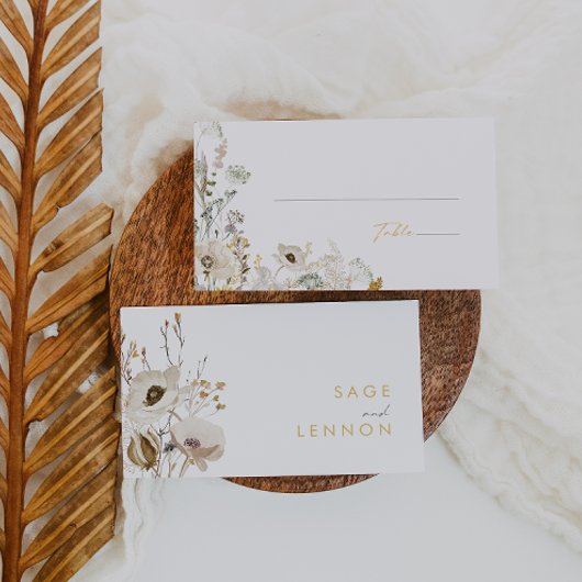 Whimsical Wildflower Meadow Flat Wedding Plaatskaartje