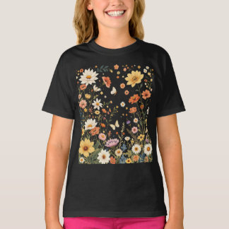 Whimsical Wildflower Meadow met vlinders T-shirt
