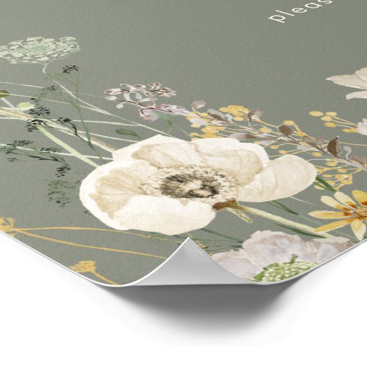 Whimsical Wildflower Meadow Sage Guest Book Sign Poster (Hoek)