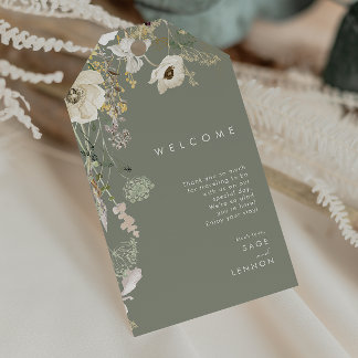 Whimsical Wildflower Meadow Sage Weddenschap Welko Cadeaulabel