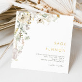 Whimsical Wildflower Meadow Square Weddenschap Kaart