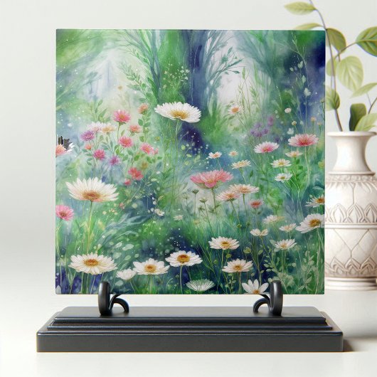 Whimsical Wildflower Meadow Waterverf Art Tegeltje