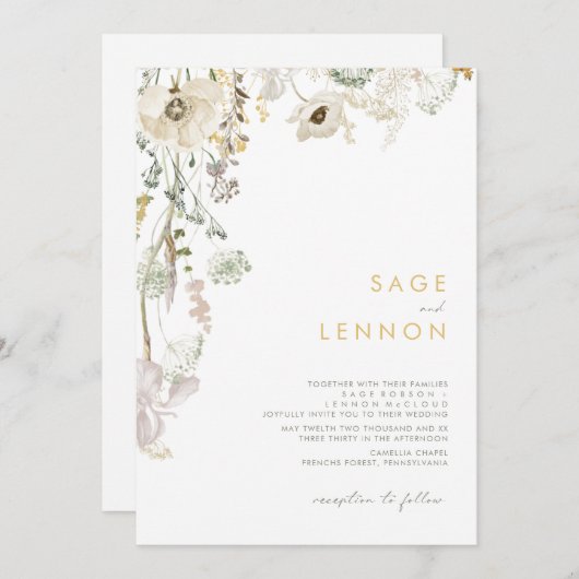 Whimsical Wildflower Meadow Weddenschap Kaart (Voorkant / Achterkant)