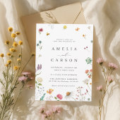 Whimsical Wildflower Meadow Wedding Invitation Kaart