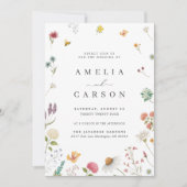 Whimsical Wildflower Meadow Wedding Invitation Kaart (Voorkant)