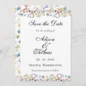 Whimsical Wildflower Meadow Wedding Save The Date (Voorkant / Achterkant)