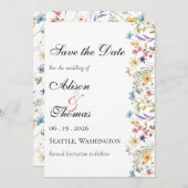 Whimsical Wildflower Meadow Wedding Save The Date (Voorkant / Achterkant)
