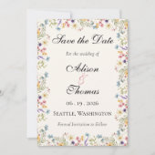 Whimsical Wildflower Meadow Wedding Save The Date (Voorkant)