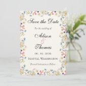 Whimsical Wildflower Meadow Wedding Save The Date (Staand voorkant)