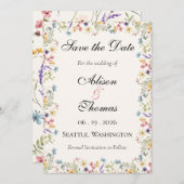 Whimsical Wildflower Meadow Wedding Save The Date (Voorkant / Achterkant)