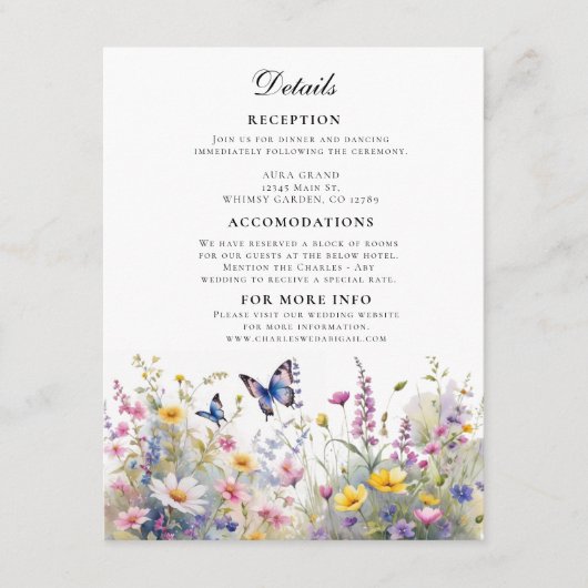 Whimsical Wildflower Meadows Details Informatiekaartje (Voorkant)