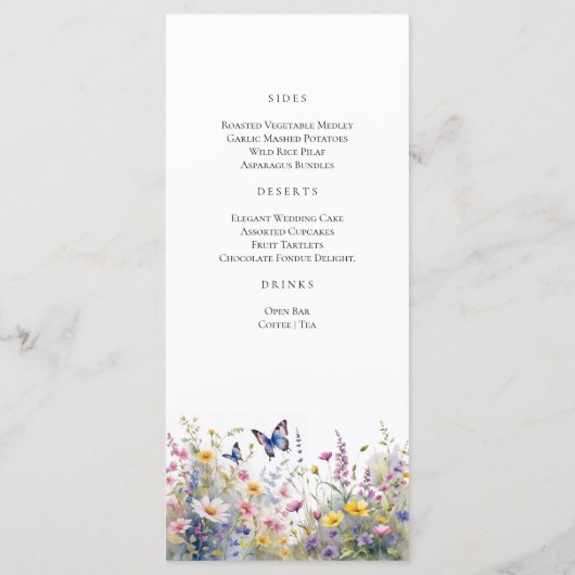Whimsical Wildflower Meadows Menu (Achterkant)