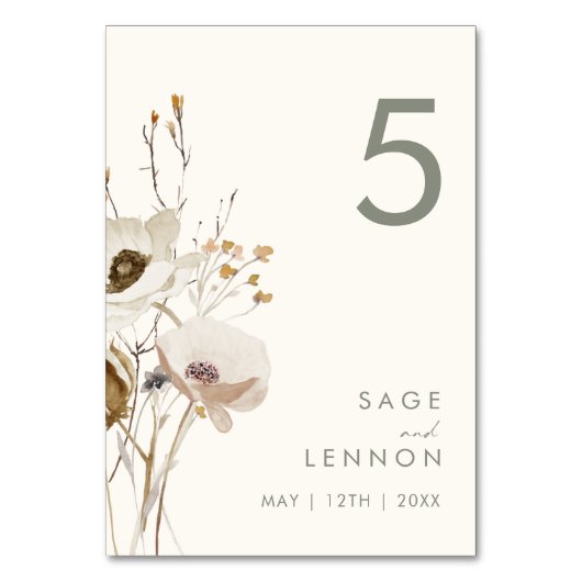 Whimsical Wildflower | Nummer van de voorlopige ta Kaart (Achterkant)