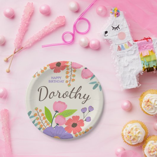 Whimsical Wildflower Papier Borden w / Aangepaste  Papieren Bordje (Feest)