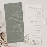 Whimsical Wildflower | Programma Ivory Wedding Programmakaart<br><div class="desc">Deze witte bloem | Ivory bruiloft is perfect voor je eenvoudige, elegante boho bruiloft. De moderne rustige groenery samen met de minimalistische waterverf wilde bloemen helpen je visie tot leven te brengen! Dit ontwerp van goudbloemen, een aanraking van bohemisch sage groen en paars is zeker je minimale herfst florale bruiloft!...</div>