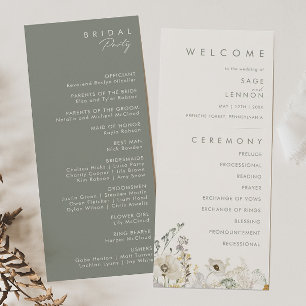 Whimsical Wildflower   Programma Ivory Wedding Programmakaart