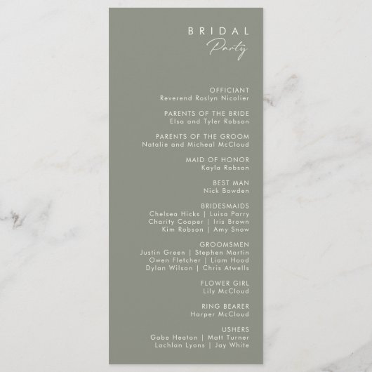 Whimsical Wildflower | Programma Ivory Wedding Programmakaart (Achterkant)