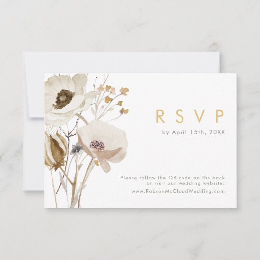 Whimsical Wildflower QR Code RSVP Card (Voorkant)