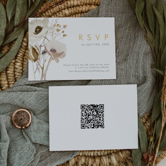 Whimsical Wildflower QR Code RSVP Card Kaartje