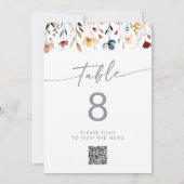 Whimsical Wildflower QR Code Table Numbers Kaart (Achterkant)