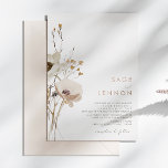 Whimsical Wildflower | Roos Gold Folie Uitnodiging<br><div class="desc">Deze witte bloem | roos gouden folie is perfect voor je eenvoudige, elegante boho bruiloft. De minimalistische waterverf wilde bloemen en roos gouden typografie en zal je visie tot leven brengen! Het ontwerp van witte en goudbloemen, met een paarse en gele aanraking, is zeker om je minimale herfst florale trouwdroom...</div>