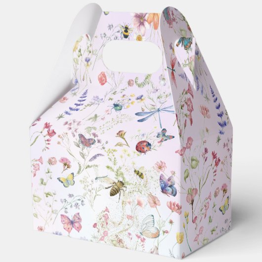 Whimsical Wildflower Roze Bruiloft Favor Box Bedankdoosjes (Achterkant)