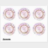 Whimsical Wildflower Roze Bruiloft Sticker (Vel)