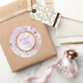 Whimsical Wildflower Roze Bruiloft Sticker