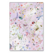 Whimsical Wildflower Roze Bruiloft Tafelblad Teken Kaart (Achterkant)