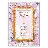 Whimsical Wildflower Roze Bruiloft Tafelblad Teken Kaart (Voorkant)