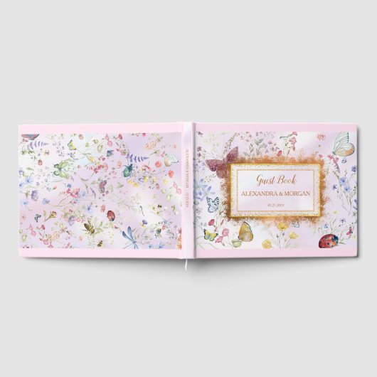 Whimsical Wildflower Roze Gastenboek (Volledig)