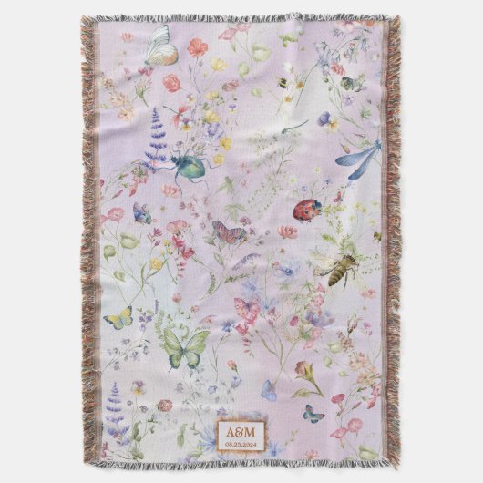 Whimsical Wildflower Roze Keepsake Gooi Deken (Voorkant Verticaal)