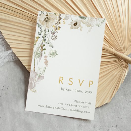 Whimsical Wildflower RSVP-kaart Kaart