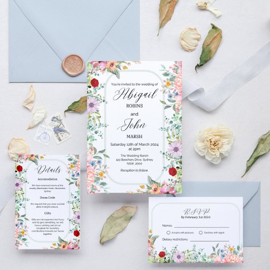Whimsical Wildflower RSVP-kaart RSVP Kaartje