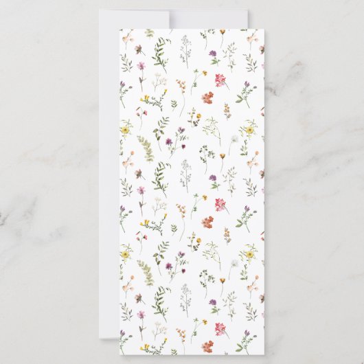 Whimsical wildflower rustieke bruiloft menu kaarte (Achterkant)