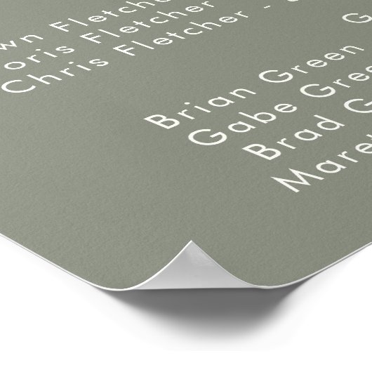 Whimsical Wildflower | Sage-alfabetische zitplaats Poster (Hoek)