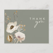 Whimsical Wildflower | Sage Green Bedankt Briefkaart (Voorkant)