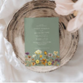 Whimsical Wildflower Sage Green Boho Wedding Kaart