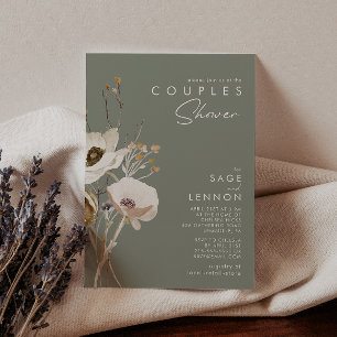 Whimsical Wildflower   Sage Green Couples Shower Kaart