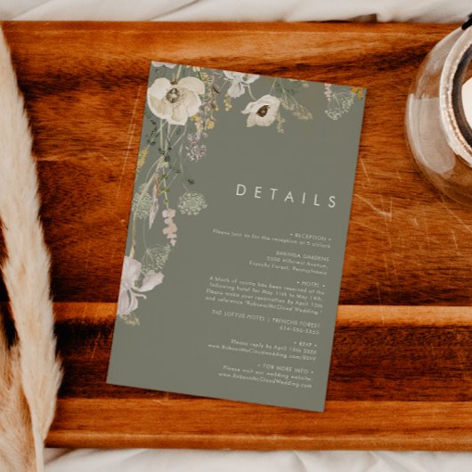 Whimsical Wildflower | Sage Green-gegevens Informatiekaartje