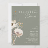 Whimsical Wildflower | Sage Green Rehearings Dinne Kaart (Voorkant)