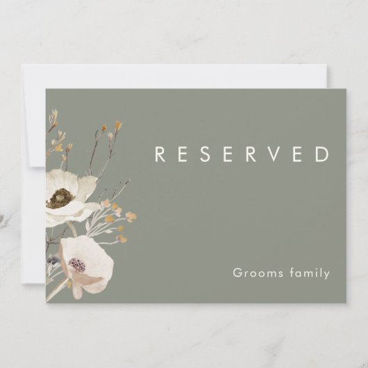 Whimsical Wildflower | Sage Green Reserved Sign (Voorkant)
