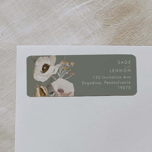 Whimsical Wildflower | Sage Green Return Address L Etiket