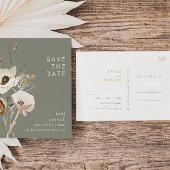 Whimsical Wildflower Sage Green Save the Date Uitnodiging Briefkaart