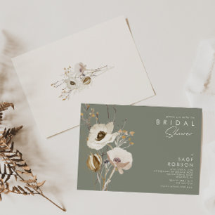 Whimsical Wildflower Sage Green Vrijgezellenfees Kaart