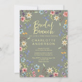 Whimsical Wildflower Sage Green Vrijgezellenfeest Kaart (Voorkant)