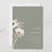 Whimsical Wildflower | Sage Green Wedding Kaart (Voorkant)