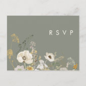 Whimsical Wildflower | Sage Green Wedding RSVP Briefkaart (Voorkant)