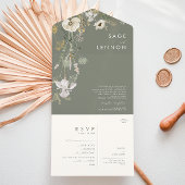 Whimsical Wildflower Sage Meadow Seal and Send All In One Uitnodiging